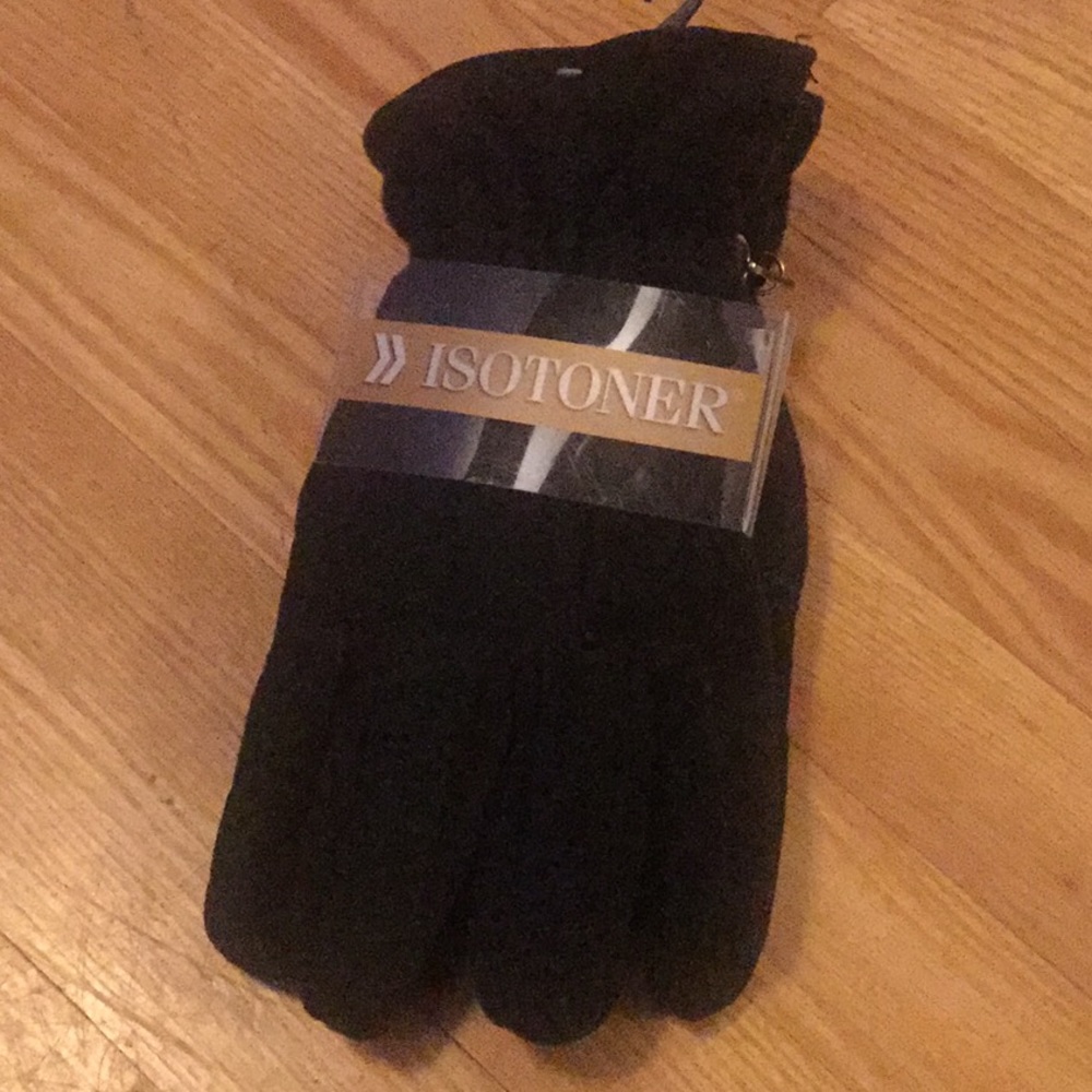 Brand new men’s Isotoner black one size gloves
